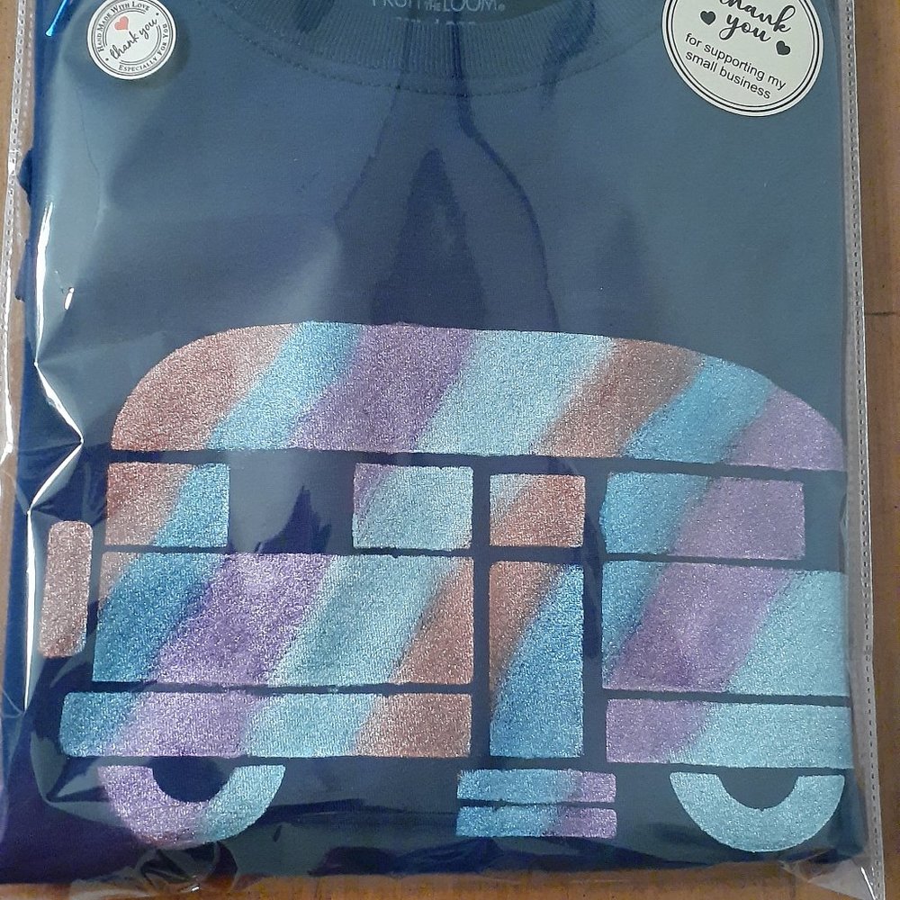 '70's METALLIC PARTY BUS'  Adult Extra-Large Black T-Shirt